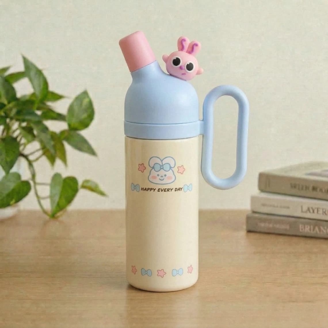 Cute Bear Insulated Water Bottle 550ml | Leakproof Hot & Cold Flask with Handle