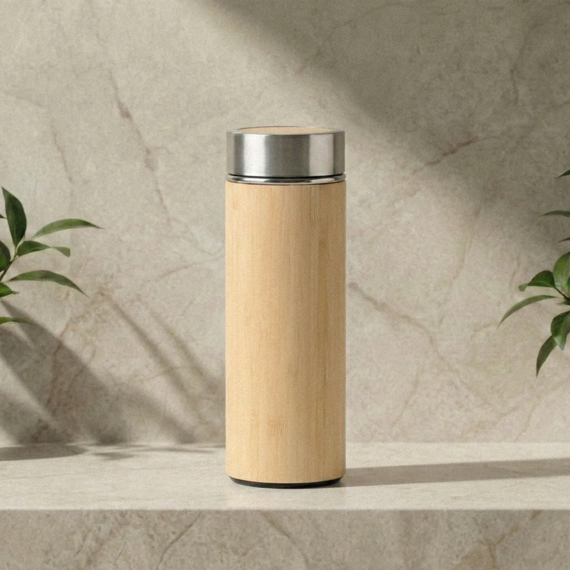 500ml Eco-Friendly Bamboo Water Bottle | Insulated Stainless Steel Thermos with Tea Strainer